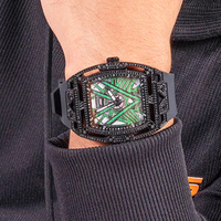 Montre à quartz en silicone pour homme, style industriel, étanche, style européen, design unique, cadran noir, sport