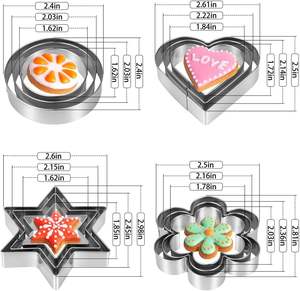 Ensemble de 12 <span class=keywords><strong>emporte</strong></span>-pièces pour biscuits, étoiles, fleurs, rondes, différentes tailles, pour la Saint-Valentin, Noël, les fêtes, la pâtisserie - Product Image 2