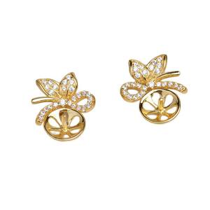 Accessoire DIY rétro en argent S925 JG5984, support de boucles d'oreilles de style palais vide 9-12 mm, produit semi-fini 9-12 mm avec emballage en sac - Product Image 5