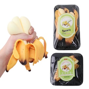 Juguete Antiestrés de Simulación de Plátano Pelable, Estilo TikTok, Pequeño, para Apretar y Ventilar, Bola de Descompresión, Artefacto de Descompresión de Moda - Product Image 1