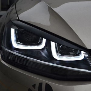 Cejas para faros delanteros en negro brillante para Volkswagen Golf 7, calcomanías de aluminio, accesorios exteriores - Product Image 3