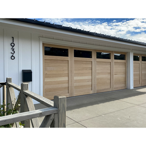 <span class=keywords><strong>Porte</strong></span> <span class=keywords><strong>de</strong></span> <span class=keywords><strong>garage</strong></span> en bois moderne avec fenêtre en verre Design <span class=keywords><strong>de</strong></span> chariot Portes basculantes sectionnelles en bois électriques pour villas - Product Image 2