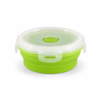 Boîte à lunch en silicone pliable ronde mini, compatible micro-ondes, avec couvercle verrouillable, pour la préparation des repas et les voyages (vente en gros)