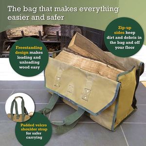 Free Sample Firewood Tote Firewood Carrier With Handles, <b>Canvas</b> Firewood Log Carrier, <b>Wood</b> Stove Accessories Fireplace - Product Image 3