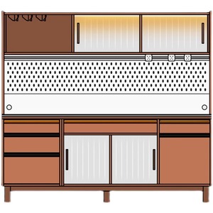 Liangcang <b>Sideboard</b> Cherry Wood Modern Minimalist <b>Storage</b> Cabinet For Dining Room With Wall Mounted Unit 900mm High - Product Image 5