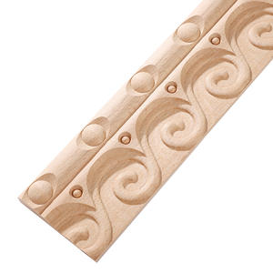 New Chinese-style Ingot Carved German Beech Solid <strong>Wood</strong> Molding Dongyang Fine Embossed Ceiling Wall Edge Strip Flower Door - Product Image 5