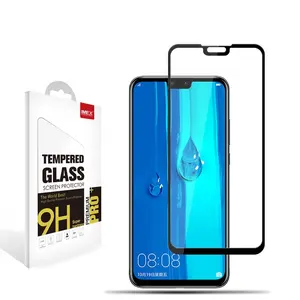 9H Đầy Đủ Bìa Tempered Kính Bảo Vệ Màn Hình Điện Thoại Bảo Vệ Đối Với Huawei Y9 Màn Hình Phim