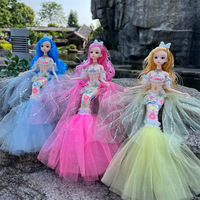 Nouveau 45cm BJD Princesse Mode Poupée Grands Yeux En Plastique Mini Sirène Poupées Jouet avec Couronne Belle Sirène Poupées