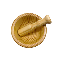 Ensemble mortier et pilon en pin naturel, écologique, durable, de qualité alimentaire, petit moulin à épices en bois poli pour la cuisine et le broyage d'herbes