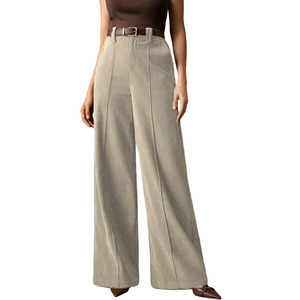 Fabricant de vêtements Nouveaux vêtements pour femmes Pantalons longs à jambes larges en <span class=keywords><strong>velours</strong></span> côtelé rétro à taille haute Pantalons droits en <span class=keywords><strong>velours</strong></span> - Product Image 3