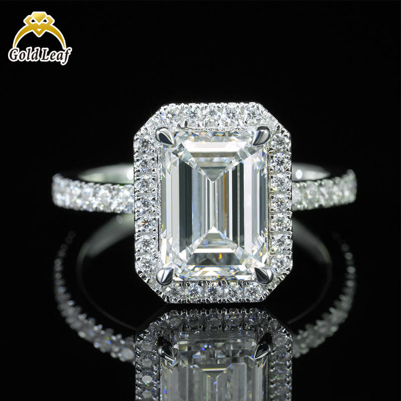 Emerald Cut 925 Sterling Silver Lab Grown Diamond Ring