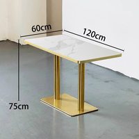 Ensemble de salle à manger de style restaurant de montagne avec plateau en pierre et structure métallique - Mobilier commercial durable pour restaurants