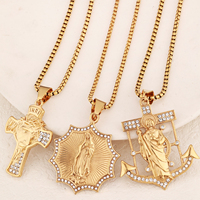 Cadeau religieux catholique : Chapelet en pierre de galles noire, collier avec pendentif croix, médaille du Saint Père, croix Saint Benoît, saint patron