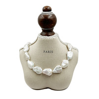 Collier de perles baroques d'eau douce 100% naturelles de 16-18 pouces - Bonne qualité - Fermoir tendance - Certificat - 4 USD supplémentaires par pièce