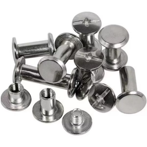 Rivets de connexion fixes en acier inoxydable, rivets à tête plate mâle et femelle M4.5 naturels, modèle standard personnalisé LGII - Product Image 1