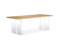 Knock Down Packs Esszimmer Esstisch Rechteck Massivholz Log Wood Tisch mit transparenten Acryl beinen Schnelle Montage