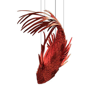 Lustre en forme de poisson de style chinois, en acier inoxydable, étanche, décoration extérieure, éclairage ambiant LED, hôtel, restaurant - Product Image 5