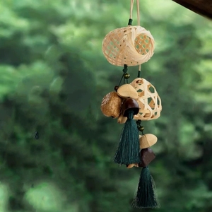 Wholesale Natural <b>Seed</b> Pod Bamboo Wind Chime Handicraft Hanging Ornament For Yoga Studio Garden Home Decor - Product Image 3