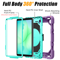 Étui de protection robuste en silicone PC à 3 couches pour tablette Samsung Galaxy Tab A9 / A11 8,7 pouces, avec support et poignée intégrée