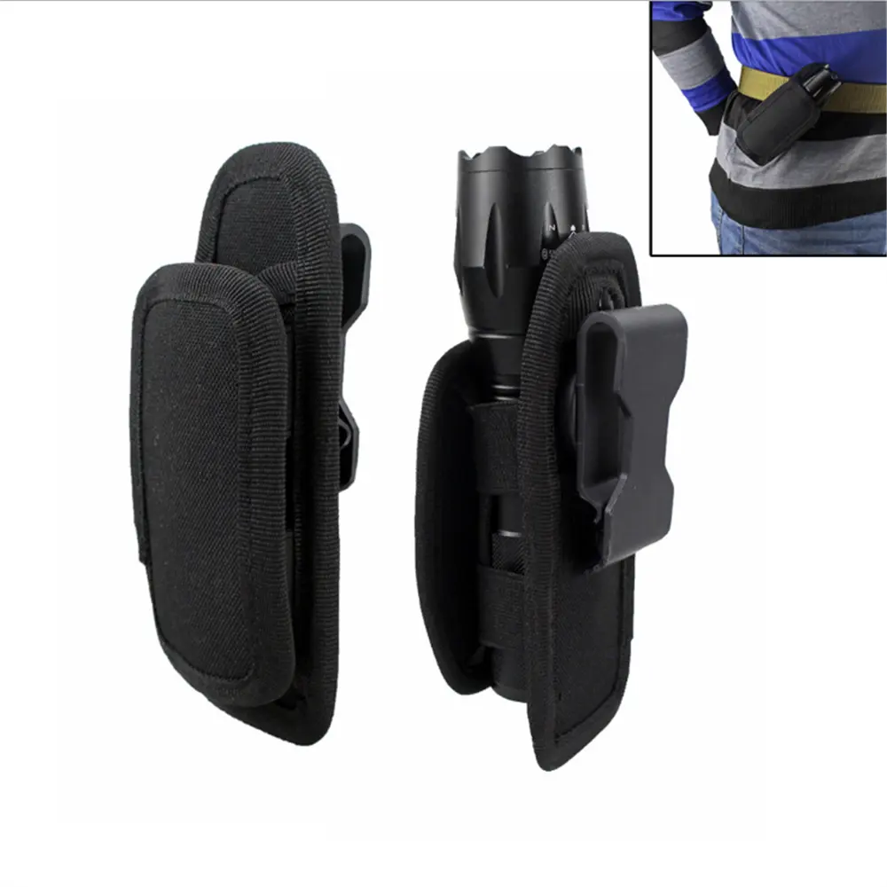 Outdoor Flashlight Pouch Holster Belt Carry Case Holder 360 Degrees Rotate Tactical Waist Pouch