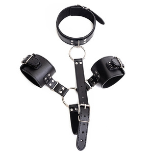 Menottes de retenue sexuelle pour couple avec col Sm menottes de reliure de sexe adulte menottes en cuir avancées pour accessoires de sexe forcé - Product Image 6