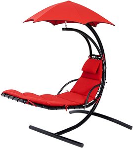 Chaise longue suspendue Danlong Outdoor Dream Chair en acier courbé avec coussin intégré et auvent amovible - Product Image 4