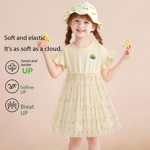 Robe en tulle arc-en-ciel pour petites filles, imprimé cœur mignon, manches à volants, vêtements d'été décontractés pour enfants de 1 à <span class=keywords><strong>6</strong></span> ans - Product Image 2
