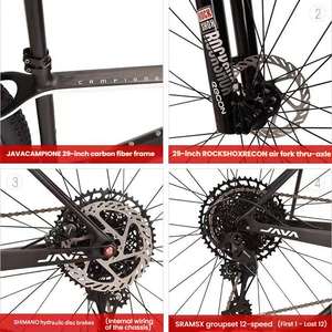 <span class=keywords><strong>VTT</strong></span> haute performance avec cadre en fibre de carbone, <span class=keywords><strong>freins</strong></span> à disque doubles, 12 vitesses pour hommes et femmes, roues de 29 pouces - Product Image 2