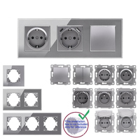 Panel de Vidrio LangYeao, Combinación Libre DIY, Enchufe EU/UK, Red de TV, Enchufe Tipo C USB, Interruptor de Botón de Reinicio de 1, 2 o 3 Vías