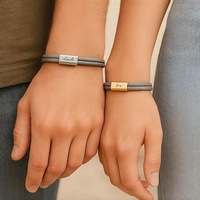 Bracelets tressés personnalisables en acier inoxydable 316L, gravables, avec lettres ajustables, bijoux en corde pour couples et meilleurs amis