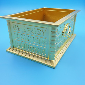 Boîte à bijoux en alliage de zinc moulé sous pression, finition métallique plaquée or, forme géométrique, rangement de bureau, cadeau d'affaires - Product Image 2