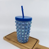 Gobelet à paille en PP à double paroi 401-500 ml, incassable, avec bulles en silicone anti-stress, luxe léger, portable pour les fêtes