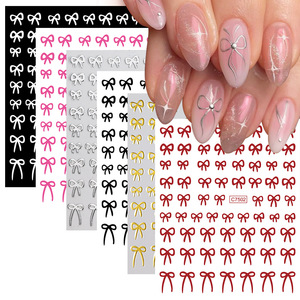 Juego de 6 Pegatinas Adhesivas para Uñas con Diseño de Lazo, Decoración 3D para Uñas, Pegatinas con Forma de Lazo - Product Image 1