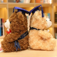En gros Ours en peluche en coton PP super doux de 7 pouces avec chapeau de docteur, cadeau de remise de diplôme, jouet de bureau apaisant