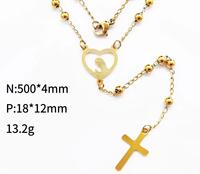 Chapelet catholique croix en acier inoxydable 4mm perles collier chrétien bijoux religieux