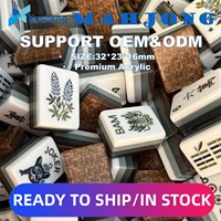 Ensemble de Mahjong en Acrylique de Luxe Personnalisé, 160 Pièces, Tuiles Gravées Pailletées, Fabrication OEM, Ensemble de Mahjong Lyla pour le Divertissement