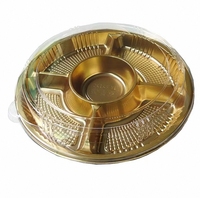 Salade PET jetable écologique à emporter plateau en plastique avec couvercle doré de conception multi-grille pour l'emballage alimentaire