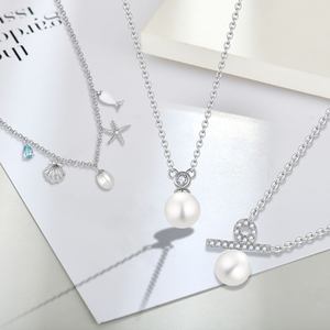 Collar de Plata de Ley S925 con Símbolo de <span class=keywords><strong>Porcentaje</strong></span>, Diseño Exclusivo para Mujer, con Cuentas y Perlas, Cadena para Clavícula, Sensación Premium - Product Image 4