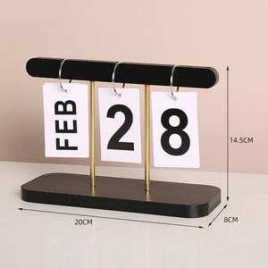 Ornamen kalender logam, ornamen kalender Modern kreatif kayu sederhana untuk rumah kamar tidur restoran kantor Desktop gaya - Product Image 2