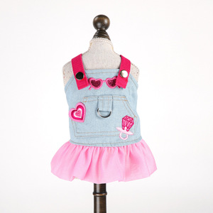 Pet <b>clothes</b> for small dogs, puppies, happy dogs and <b>cats</b>, warm and comfortable pink fashionable denim skirt, thin and breathable - Product Image 4