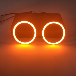 Feux de positionnement Angel Eyes 12V à double couleur blanc naturel/jaune, anneaux halo LED 2 cercles 110 mm - Product Image 4