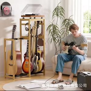 Soporte de guitarra de madera maciza, estante de 3 niveles para almacenamiento y exhibición de instrumentos acústicos, eléctricos, bajos y ukeleles. - Product Image 3