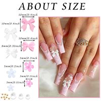 7 Grilles de Breloques pour Ongles, Motifs Fleur Rose et Blanche, Ruban et Nœud, Perles, Décorations pour Ongles, Accessoires de Manucure DIY, Ornements et Fournitures de Bijoux