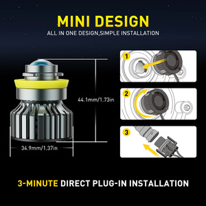Ampoules LED antibrouillard pour voiture AUXITO H8 H9 H11 H16, design projecteur, mini format, 6500K blanc - Product Image 4