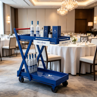 Chariot de service mobile commercial pour spiritueux, impression couleur personnalisée, chariot de présentation de vin pour bar et lounge