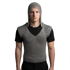 Gilet en maille d'acier avec capuche, style antique, armure métallique soudée, protection intégrale - Product Image 3