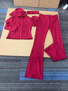 Fabricants de vêtements sur mesure, ensembles de survêtements respirants à capuche pour femmes, veste et pantalon de survêtement évasé en nylon, ensemble deux pièces, Ropa De Mujer - Product Image 2