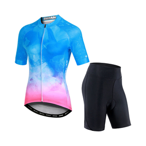 Completo Estivo Reversibile da <span class=keywords><strong>Ciclismo</strong></span> per Donna Taglie Forti Maglia e Pantaloncini Elastici a Manica Corta con Tasca Posteriore Traspirante Personalizzabile - Product Image 6