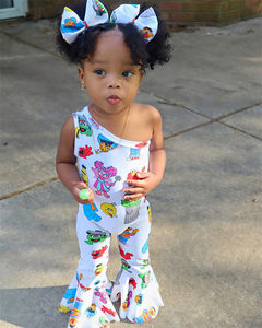 Custom 2022 Summer Toddler Baby Girls Bodysuit Jumpsuit One Pieces <b>White</b> Cartoon Pattern Kids Girls <b>Onesie</b> Bodysuits - Product Image 2