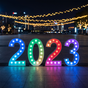 Hongsen Custom 3D <b>Sign</b> Outdoor/Indoor Wedding Decor RGB LED Giant Numbers 3ft 4ft 5ft Marquee Letters for Bar Office Party - Product Image 1